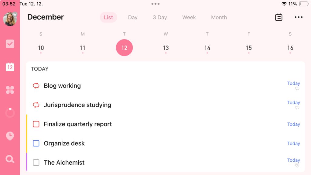 ticktick calendar view